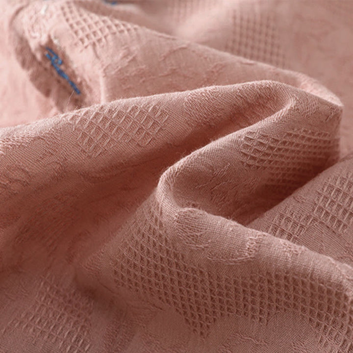 Camicia da donna in cotone a maniche lunghe con ricamo autunnale Buddha Stones, design asimmetrico, bottoni a rana - image 19