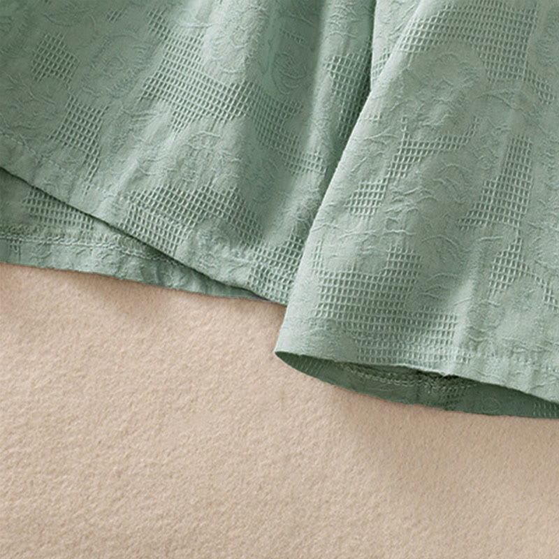 Camicia da donna in cotone a maniche lunghe con ricamo autunnale Buddha Stones, design asimmetrico, bottoni a rana - image 6