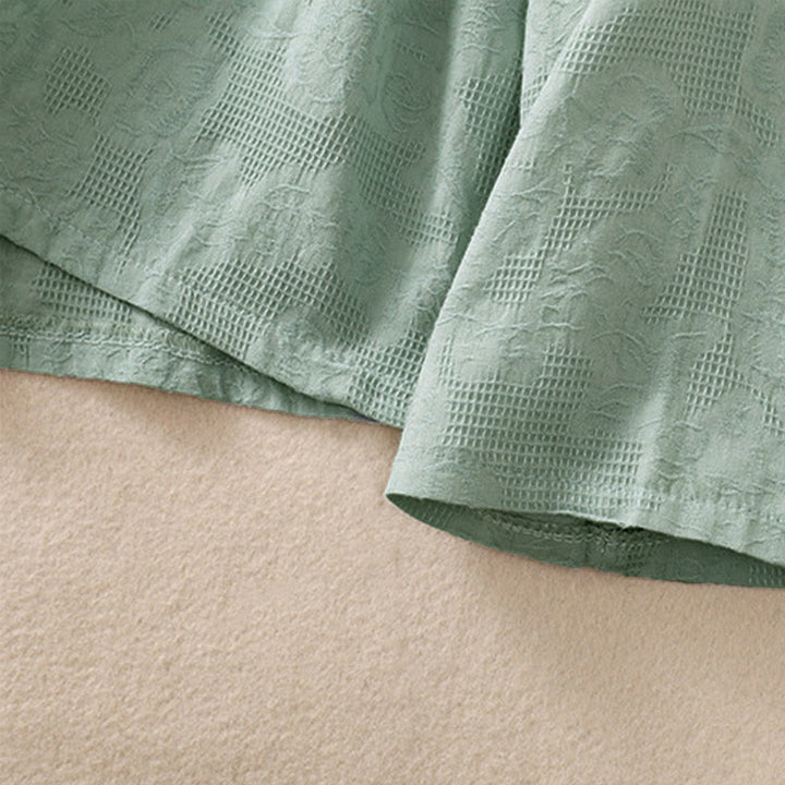 Camicia da donna in cotone a maniche lunghe con ricamo autunnale Buddha Stones, design asimmetrico, bottoni a rana - image 6