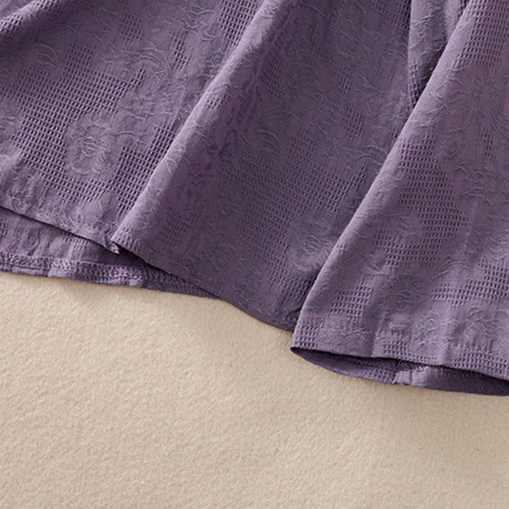 Camicia da donna in cotone a maniche lunghe con ricamo autunnale Buddha Stones, design asimmetrico, bottoni a rana - image 37