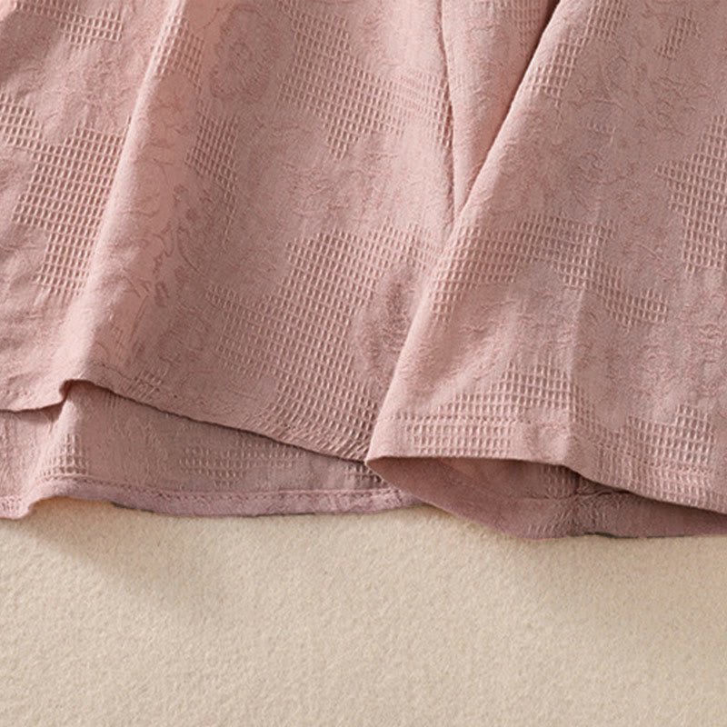 Camicia da donna in cotone a maniche lunghe con ricamo autunnale Buddha Stones, design asimmetrico, bottoni a rana - image 22