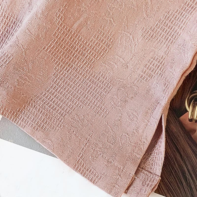 Camicia da donna a maniche lunghe in cotone con colletto alla coreana e bottoni a rana cinese, motivo Buddha Stones Commute Jacquard. - image 28