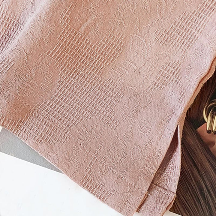 Camicia da donna a maniche lunghe in cotone con colletto alla coreana e bottoni a rana cinese, motivo Buddha Stones Commute Jacquard. - image 28