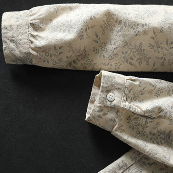 Camicia da donna in cotone a maniche lunghe con stampa floreale autunnale Buddha Stones e bottoni - image 9