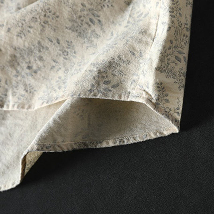 Camicia da donna in cotone a maniche lunghe con stampa floreale autunnale Buddha Stones e bottoni - image 8