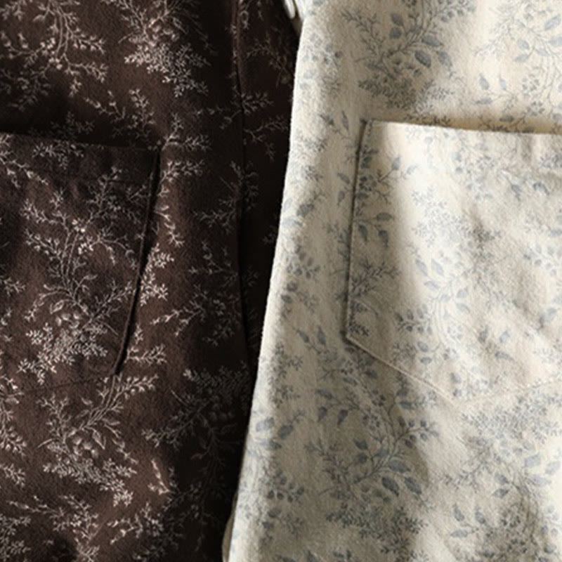 Camicia da donna in cotone a maniche lunghe con stampa floreale autunnale Buddha Stones e bottoni - image 13