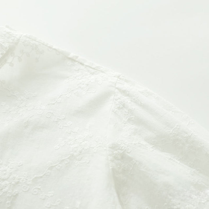 Camicia da donna in cotone a maniche lunghe con colletto arricciato, bottoni a rilievo ricamati con fiori Buddha Stones Fall - image 7