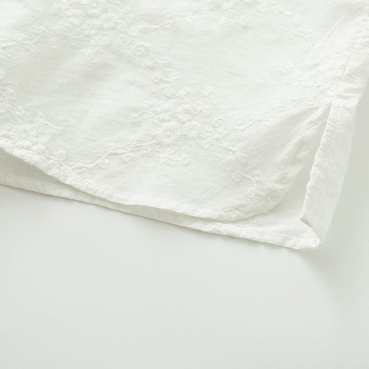 Camicia da donna in cotone a maniche lunghe con colletto arricciato, bottoni a rilievo ricamati con fiori Buddha Stones Fall - image 11