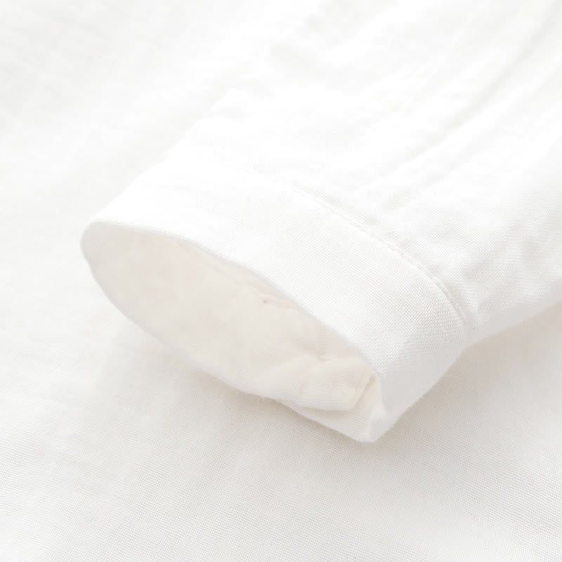 Camicia da donna in cotone a maniche lunghe con bottoni bianchi e verdi in stile Buddha Stones Fall - image 11