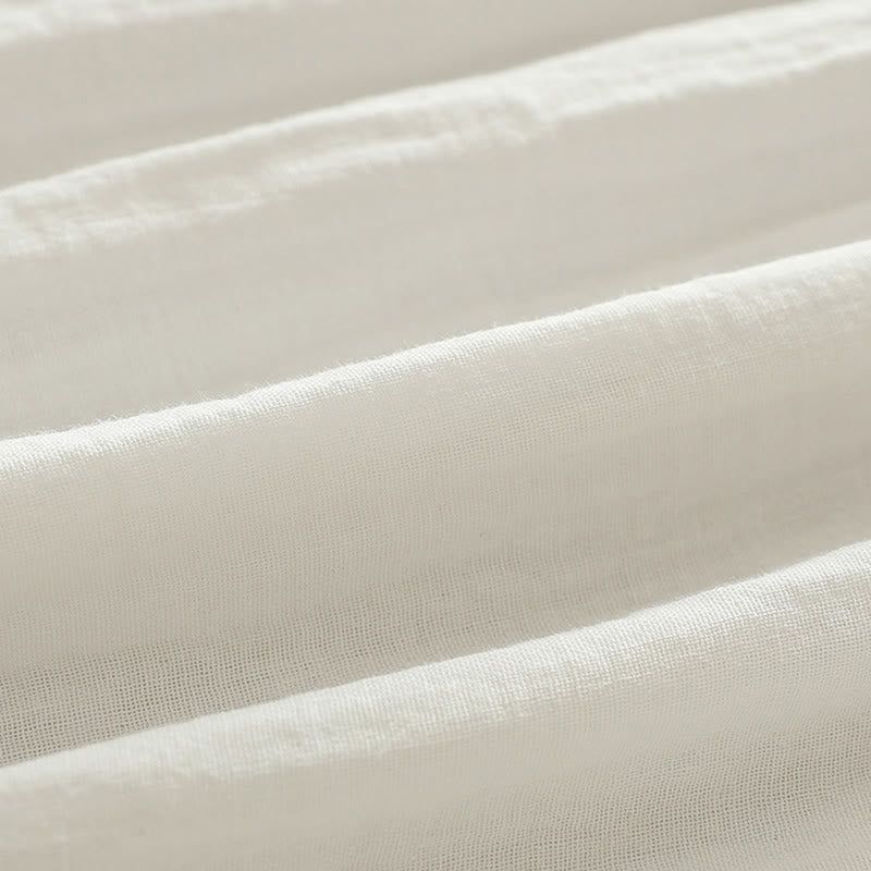 Camicia da donna in cotone a maniche lunghe con bottoni ricamati geometrici bianchi Buddha Stones Fall - image 13