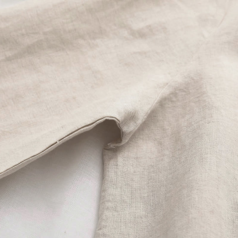 Camicia da donna in cotone a maniche lunghe con bottoni ricamati a fiori beige Buddha Stones Fall - image 5