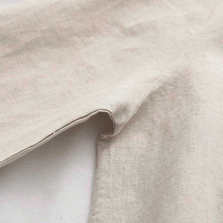 Camicia da donna in cotone a maniche lunghe con bottoni ricamati a fiori beige Buddha Stones Fall - image 5