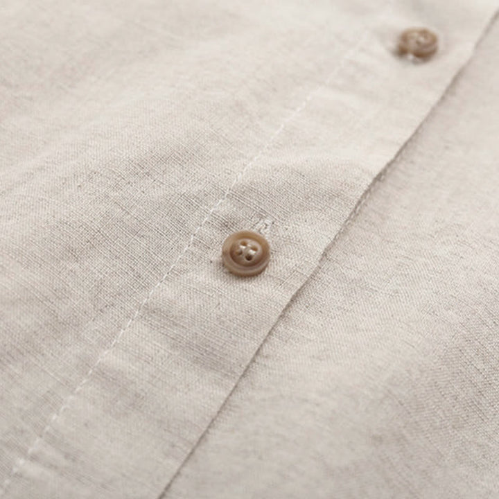 Camicia da donna in cotone a maniche lunghe con bottoni ricamati a fiori beige Buddha Stones Fall - image 4