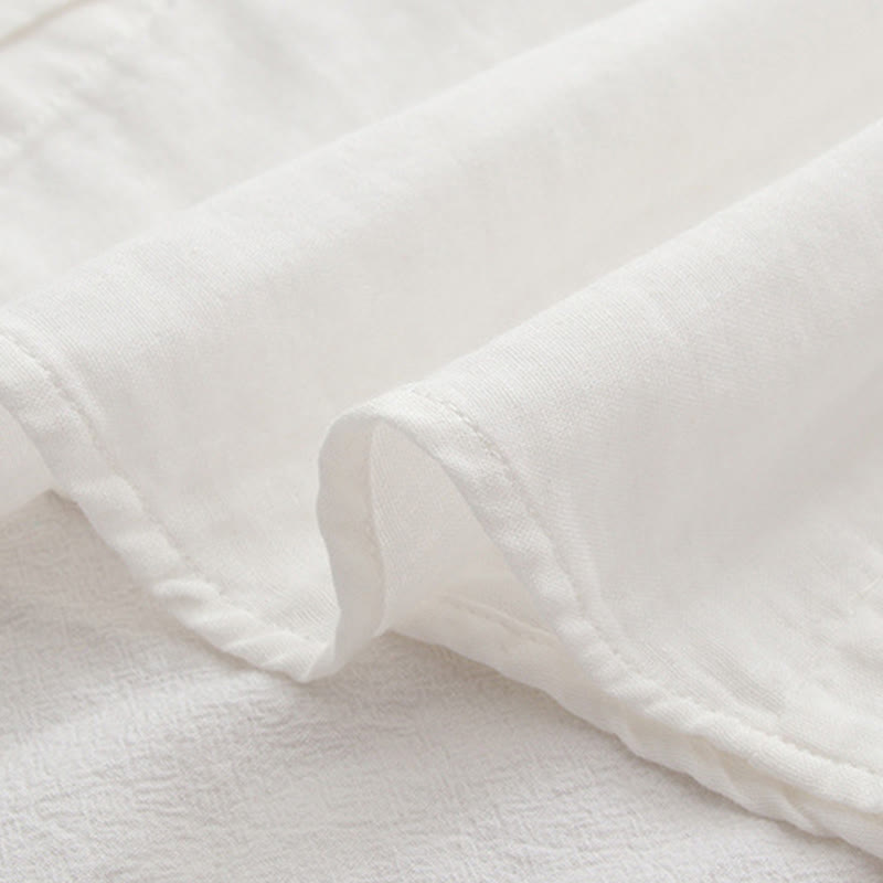 Camicia da donna in cotone a maniche lunghe con bottoni ricamati, motivo Buddha Stones Fall Pink Plum Blossoms - image 13