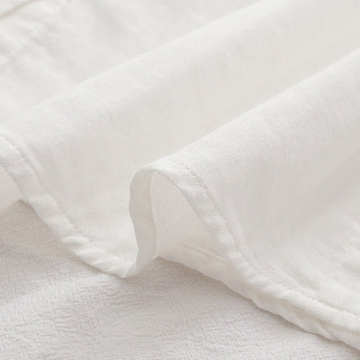 Camicia da donna in cotone a maniche lunghe con bottoni ricamati, motivo Buddha Stones Fall Pink Plum Blossoms - image 13