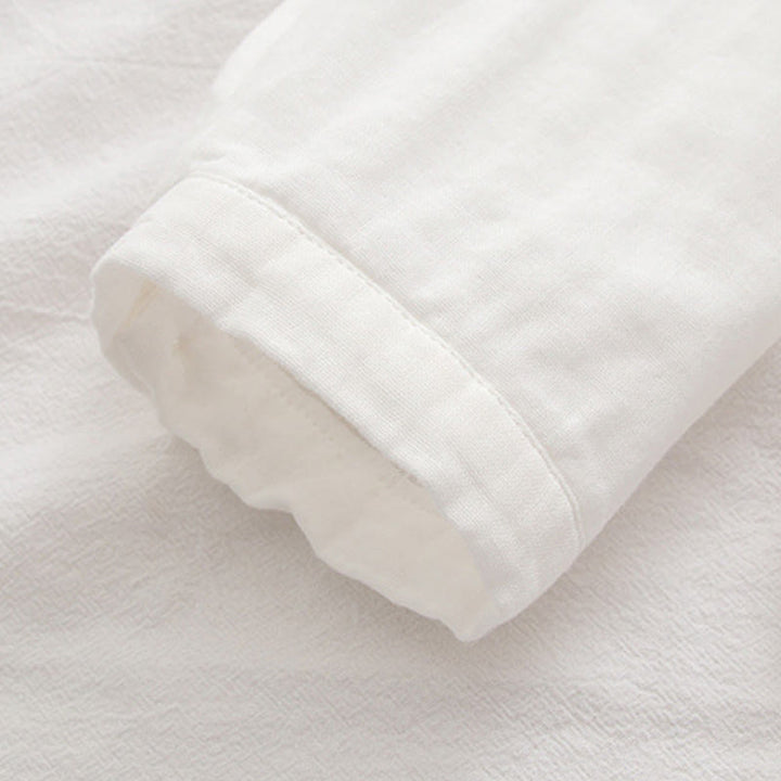 Camicia da donna in cotone a maniche lunghe con bottoni ricamati, motivo Buddha Stones Fall Pink Plum Blossoms - image 11