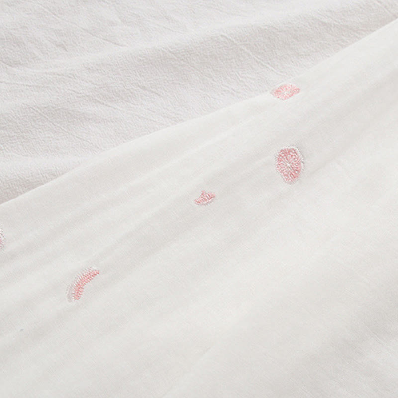 Camicia da donna in cotone a maniche lunghe con bottoni ricamati, motivo Buddha Stones Fall Pink Plum Blossoms - image 10