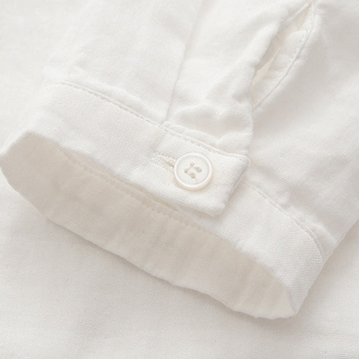 Camicia da donna in cotone a maniche lunghe con bottoni ricamati, motivo Buddha Stones Fall Pink Plum Blossoms - image 12