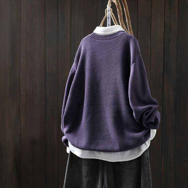 Cardigan lavorato a maglia a maniche lunghe in cotone con bottoni ricamati floreali con Buddha Stones da donna - image 5