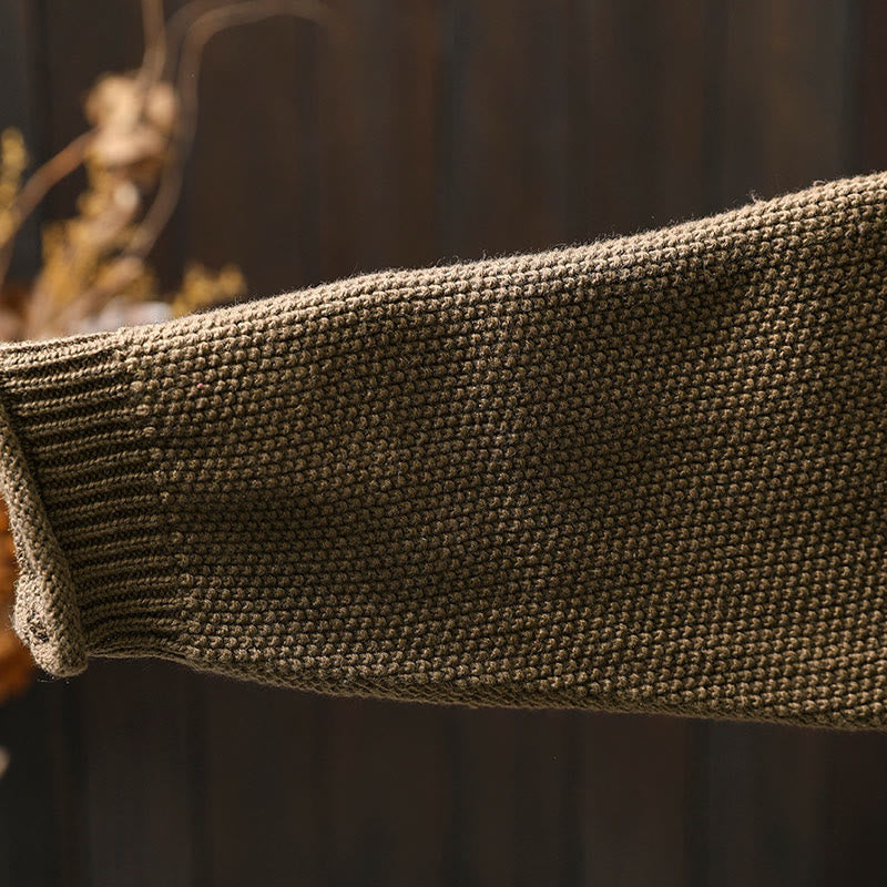 Cardigan lavorato a maglia a maniche lunghe in cotone con bottoni floreali autunnali Buddha Stones da donna - image 13