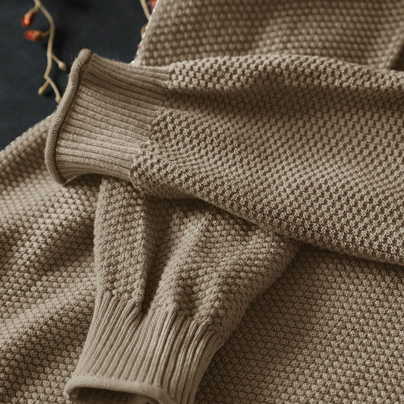 Maglione lavorato a maglia da donna a maniche lunghe in cotone con scollo a V e bottoni colorati, motivo Buddha Stones Fall - image 4