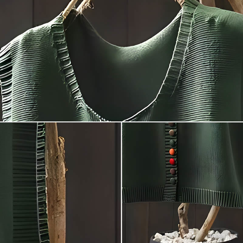 Gilet da donna in maglia di cotone senza maniche con bottoni colorati Buddha Stones - image 8