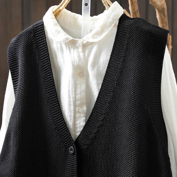 Gilet da donna in maglia di cotone senza maniche con ricamo a forma di albero di coniglio , Buddha Stones - image 25