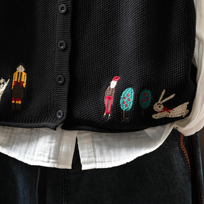 Gilet da donna in maglia di cotone senza maniche con ricamo a forma di albero di coniglio , Buddha Stones - image 26