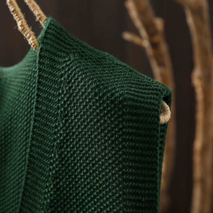 Gilet da donna in maglia di cotone senza maniche con ricamo a forma di albero di coniglio , Buddha Stones - image 8