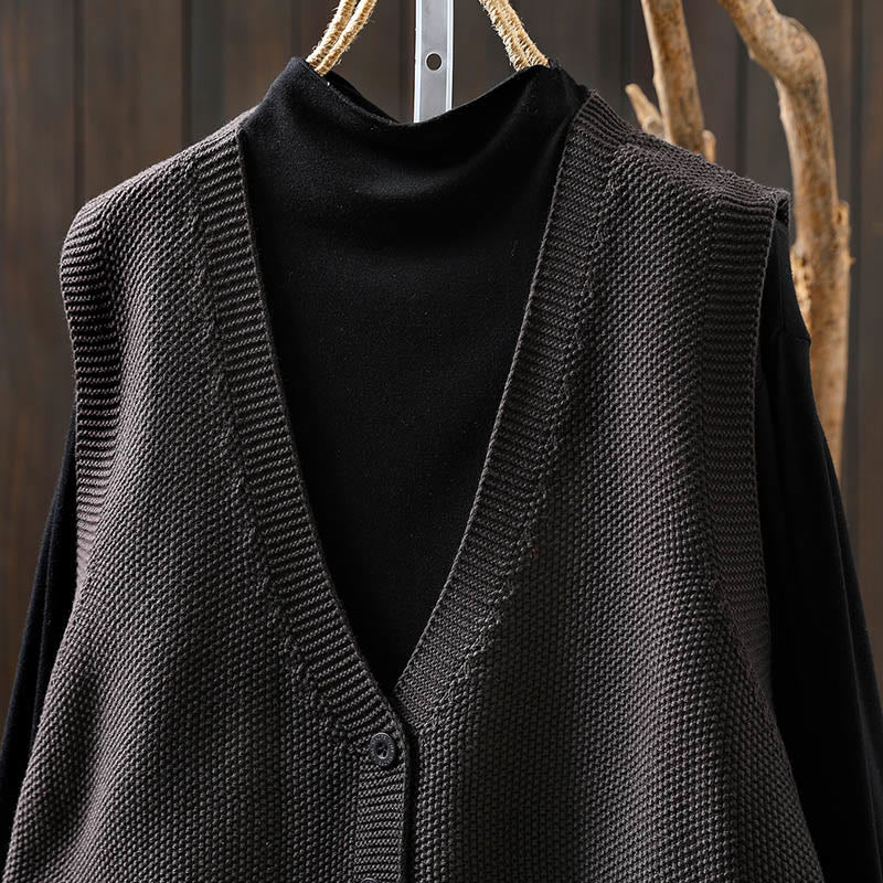 Gilet da donna in maglia di cotone senza maniche con ricamo a forma di albero di coniglio , Buddha Stones - image 19