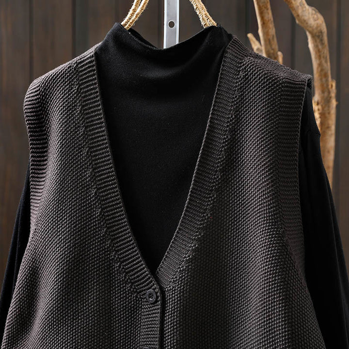 Gilet da donna in maglia di cotone senza maniche con ricamo a forma di albero di coniglio , Buddha Stones - image 19