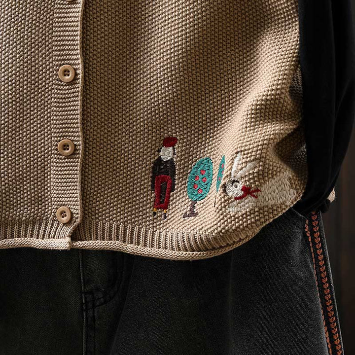 Gilet da donna in maglia di cotone senza maniche con ricamo a forma di albero di coniglio , Buddha Stones - image 17