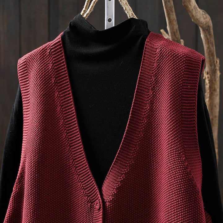 Gilet da donna in maglia di cotone senza maniche con ricamo a forma di albero di coniglio , Buddha Stones - image 13