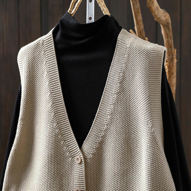 Gilet da donna in maglia di cotone senza maniche con ricamo a forma di albero di coniglio , Buddha Stones - image 1