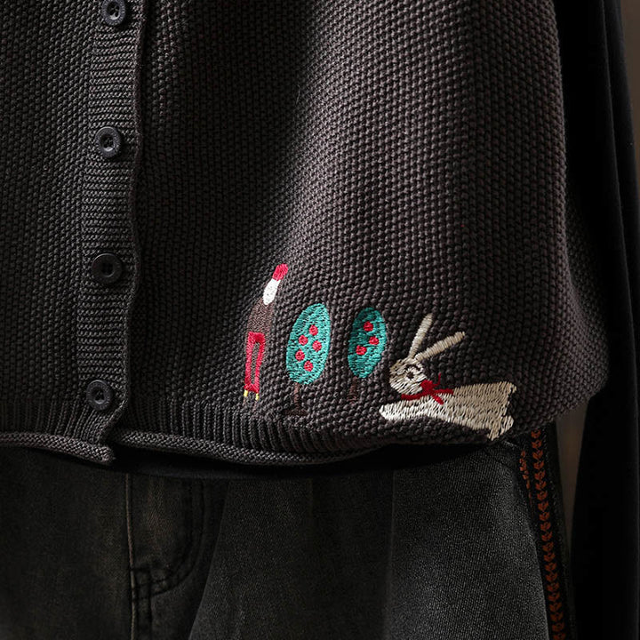 Gilet da donna in maglia di cotone senza maniche con ricamo a forma di albero di coniglio , Buddha Stones - image 20