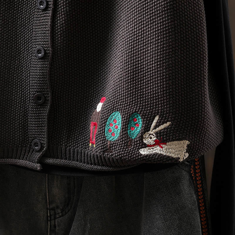 Gilet da donna in maglia di cotone senza maniche con ricamo a forma di albero di coniglio , Buddha Stones - image 20