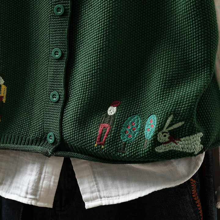 Gilet da donna in maglia di cotone senza maniche con ricamo a forma di albero di coniglio , Buddha Stones - image 10