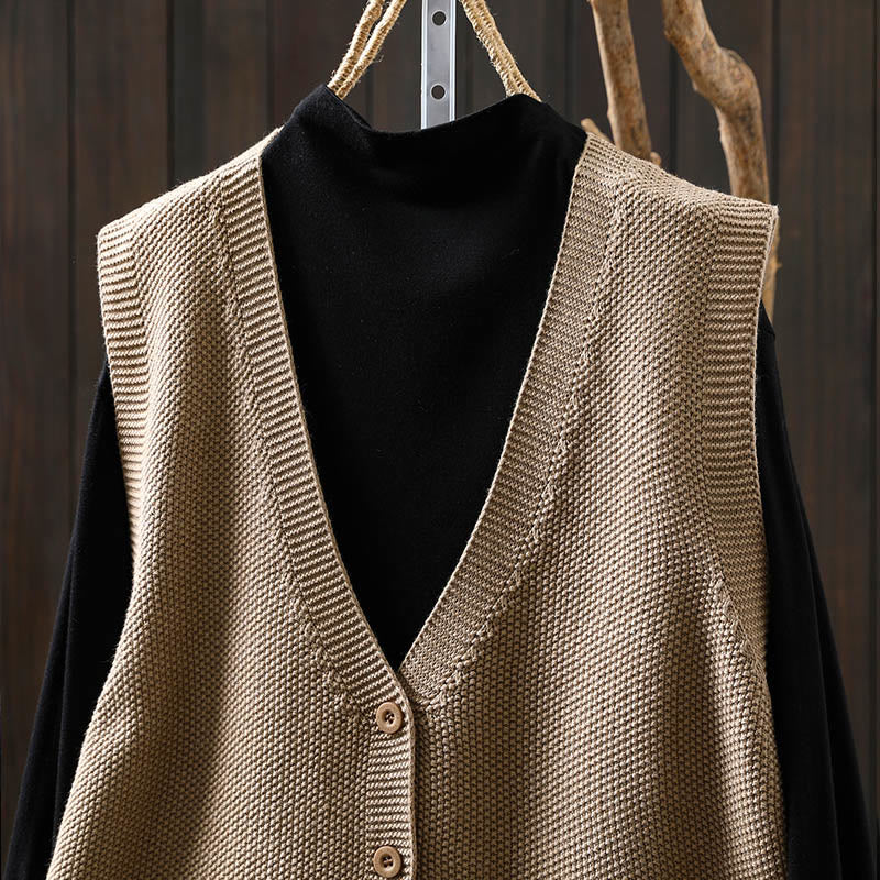 Gilet da donna in maglia di cotone senza maniche con ricamo a forma di albero di coniglio , Buddha Stones - image 16