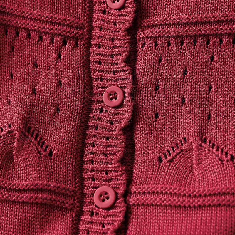 Cardigan lavorato a maglia a maniche lunghe in cotone con bottoni in pizzo autunnale Buddha Stones da donna con tasche - image 6