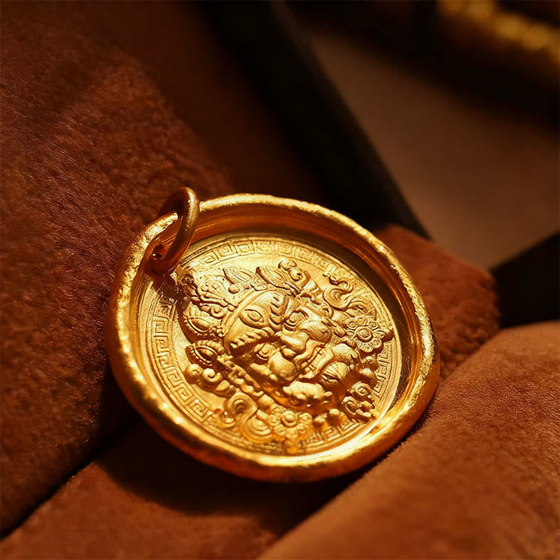 Collana con ciondolo a catena in rame Jambhala giallo Buddha Stones e ricchezza e prosperità - image 4