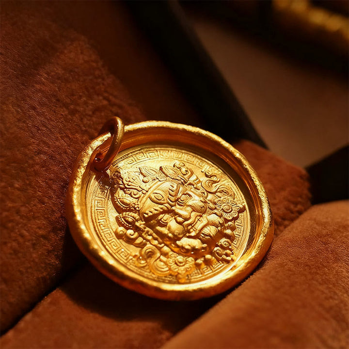 Collana con ciondolo a catena in rame Jambhala giallo Buddha Stones e ricchezza e prosperità - image 4