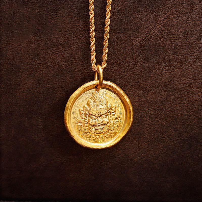 Collana con ciondolo a catena di protezione della prosperità Jambhala in ottone placcato oro 24k Buddha Stones - image 2