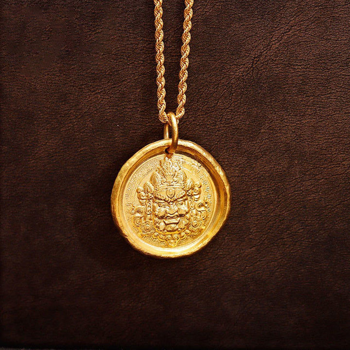 Collana con ciondolo a catena di protezione della prosperità Jambhala in ottone placcato oro 24k Buddha Stones - image 2
