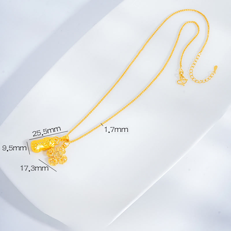 Collana con ciondolo a catena della ricchezza Dorje Vajra con croce Pixiu in ottone placcato oro 24k Buddha Stones - Pixiu e Vajra - image 1