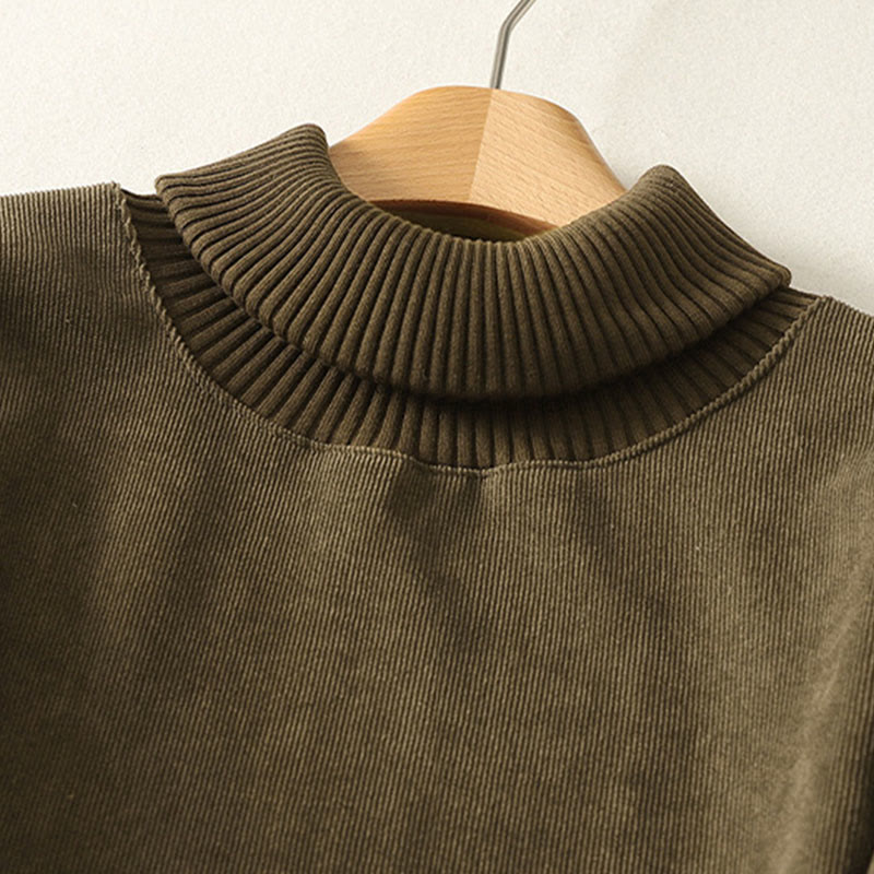 Abito midi da donna in caldo cotone con collo alto e maniche lunghe, con tasche, Buddha Stones - image 17