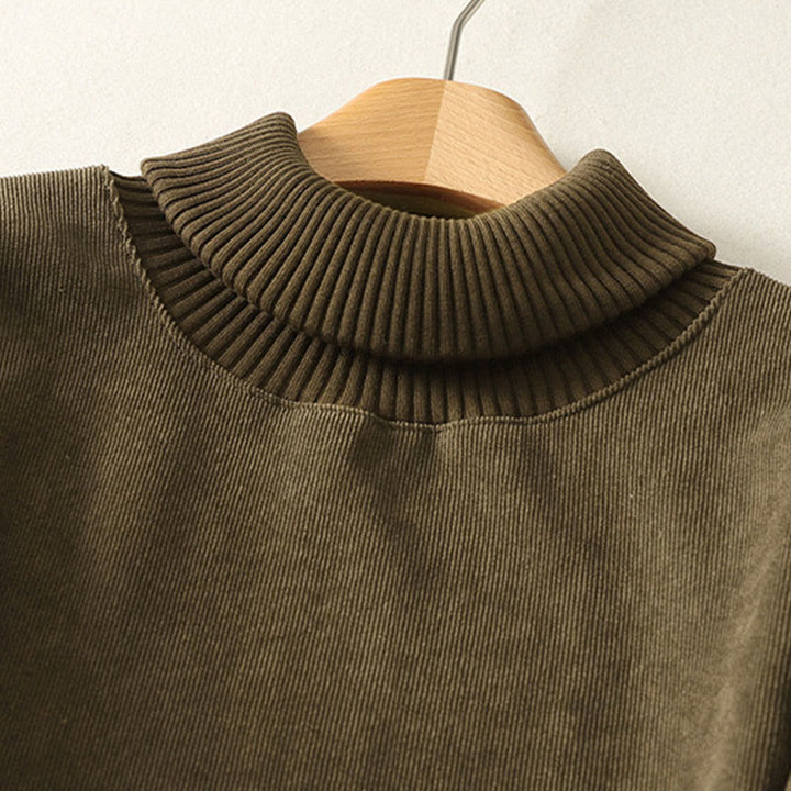 Abito midi da donna in caldo cotone con collo alto e maniche lunghe, con tasche, Buddha Stones - image 17