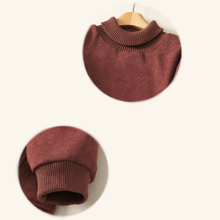 Abito midi da donna in caldo cotone con collo alto e maniche lunghe, con tasche, Buddha Stones - image 15