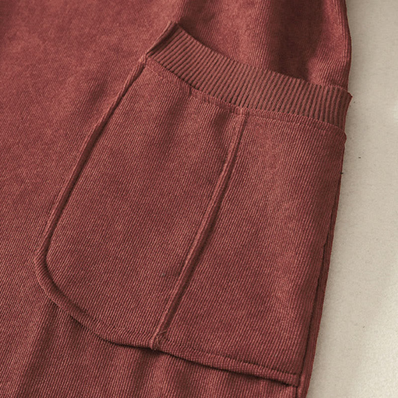 Abito midi da donna in caldo cotone con collo alto e maniche lunghe, con tasche, Buddha Stones - image 10