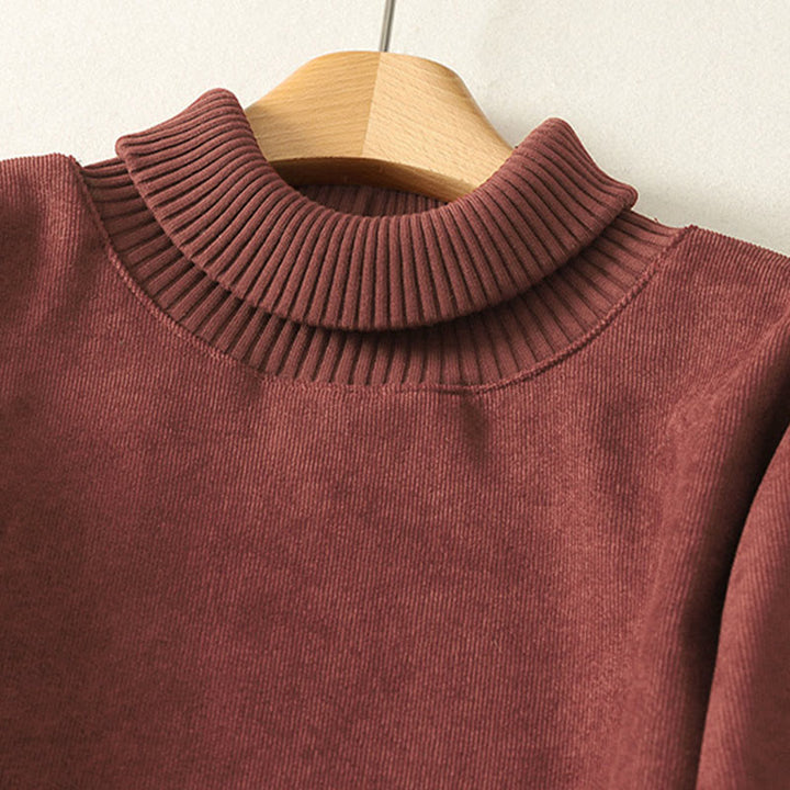 Abito midi da donna in caldo cotone con collo alto e maniche lunghe, con tasche, Buddha Stones - image 8