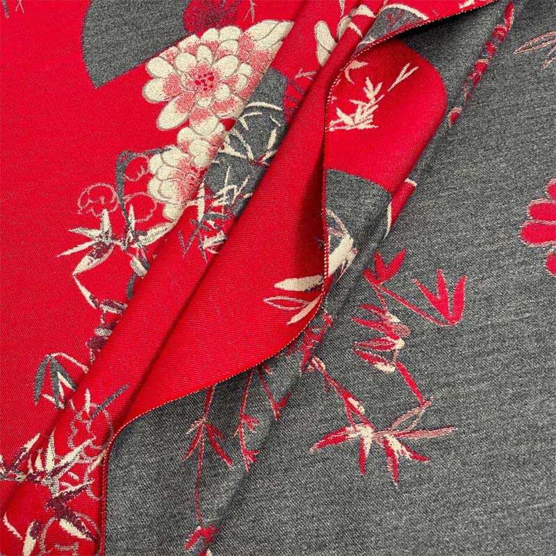 Sciarpa scialle accogliente con motivo a ventaglio invernale in bambù e peonie Buddha Stones - image 7